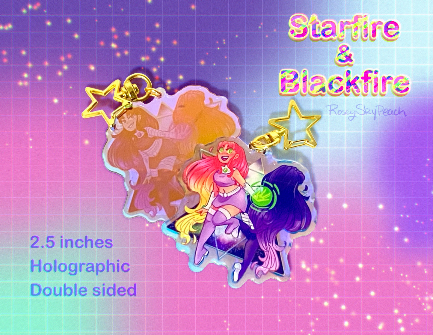 Starfire & Blackfire Holo Charm