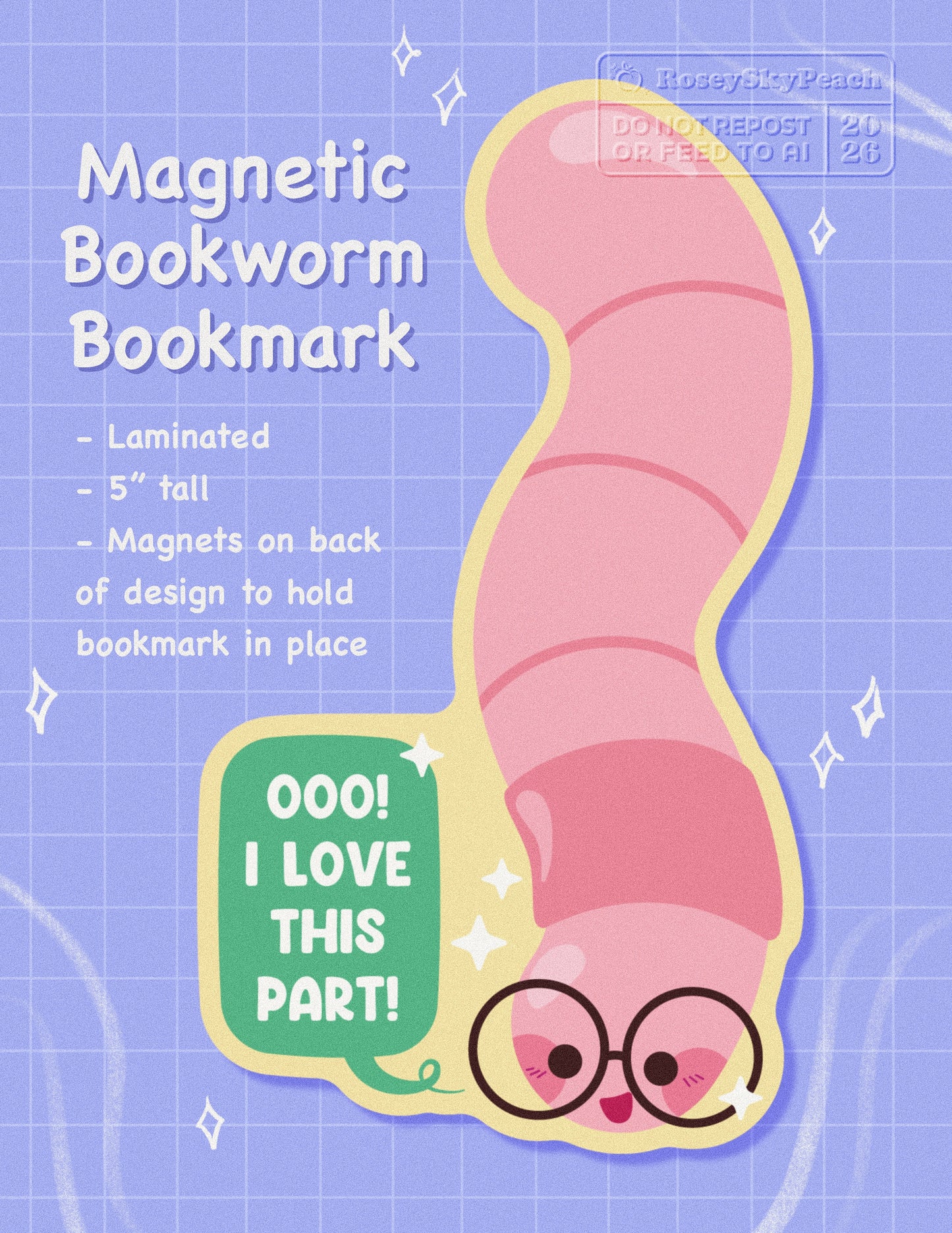 Magnetic Bookworm Bookmark
