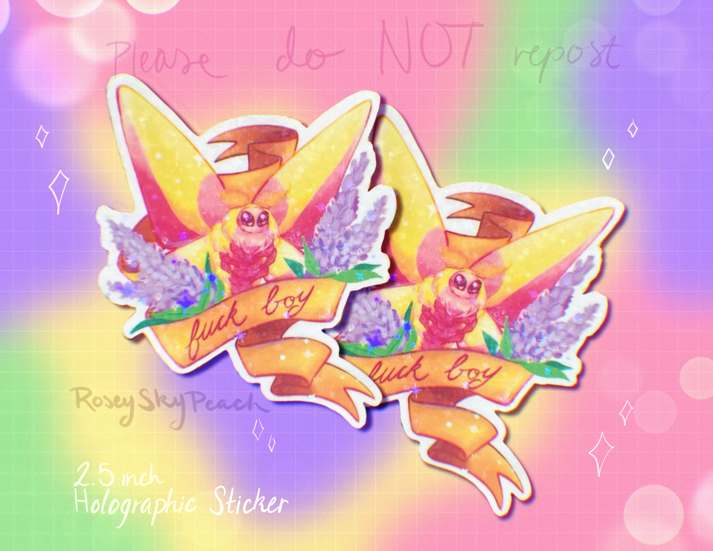 Rosy Maple Moth Sticker